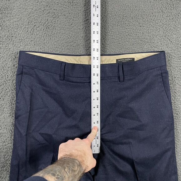 Banana Republic Pants Mens 34x32 (Fits 36x30) Blue Tapered Fit VBC Wool Flannel - Picture 9 of 13